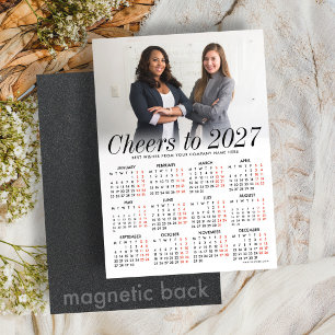 Convite Calendário Branco de Foto Personalizada 2027 com C