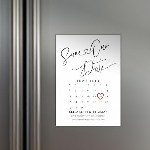 Convite Calendário Coração Vermelho Casamento Moderno Salv