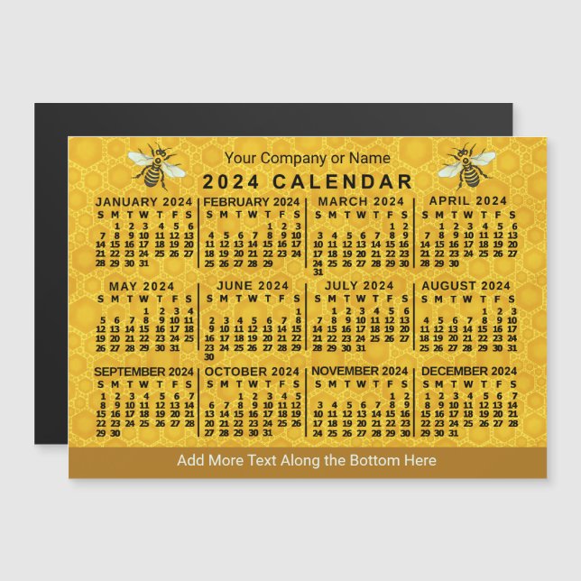 Convite Calendário de 2024 anos Bee Honeycomb Personalizad (Frente/Verso)