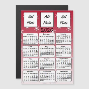 Convite Calendário de Foto 2020 Red Snowflakes