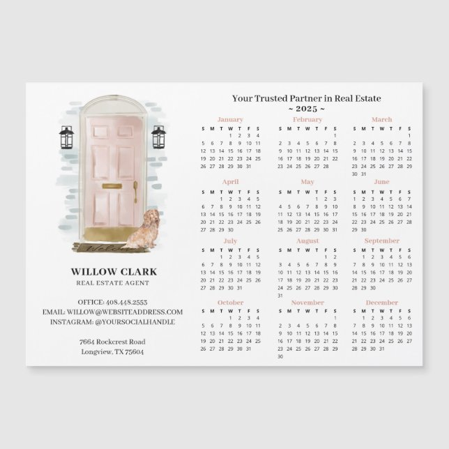 Convite Calendário de Imóveis de Portas Aquáticas Rosa-Ros (Frente)