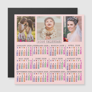 Convite Calendário do Ano 2026 Colagem de Fotos da Família