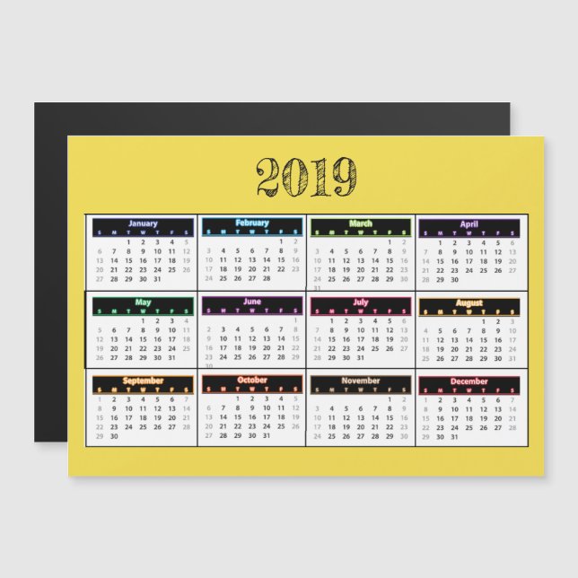 Convite Calendário do Miniímã Amarelo 2019 (Frente/Verso)