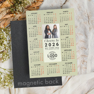 Convite Calendário Magnético 2026 Foto Logo Sage Verde Car