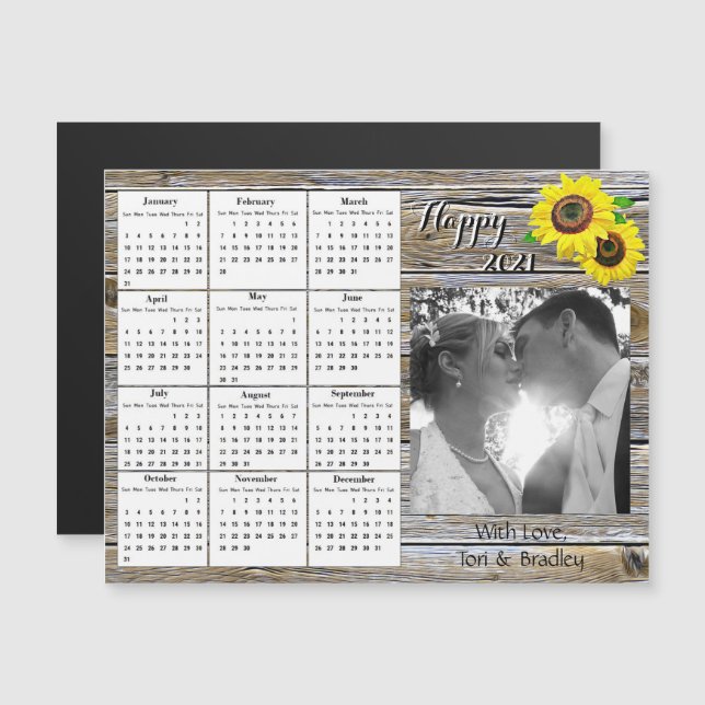 Convite Calendário Mini 2021 de Fotos de Casamento com Gir (Frente/Verso)