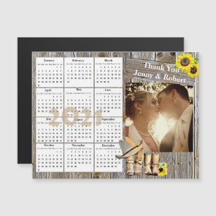 Convite Calendário Mini 2021 Foto do Casamento Girassóis A