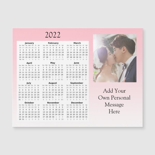 Convite Calendário Mini de Fotos de Casamento 2022 Ímã de  (Frente)