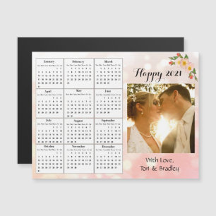 Convite Calendário Mini Flor Coral Foto Casamento 2021