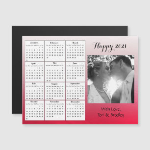 Convite Calendário Mini Gradiente Vermelho Foto Casamento 