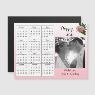 Convite Calendário Mini Rosas Rosa Foto Casamento 2021