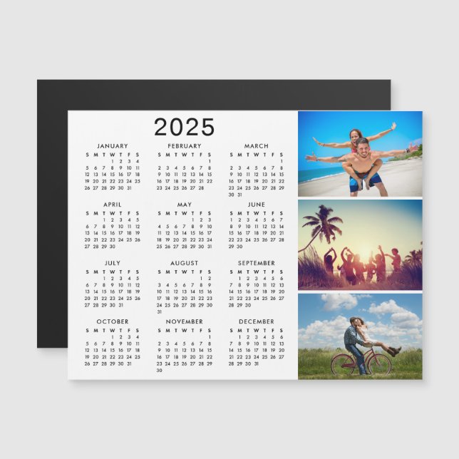 Convite Calendário Personalizado de Colagem de Fotos 2025 (Frente/Verso)