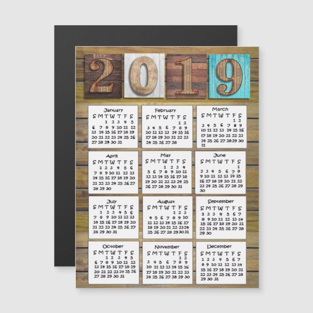 Convite Calendário Rustic Weathered Wood 2019 (Frente/Verso)