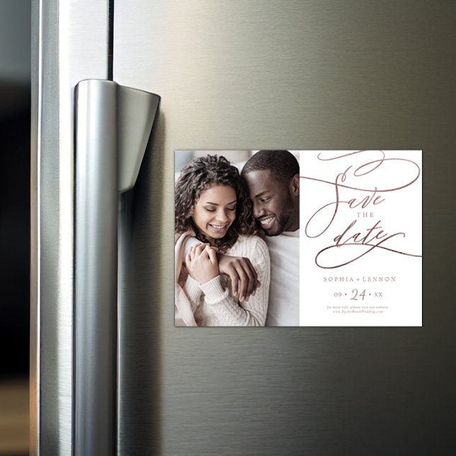 Convite Caligrafia Dourada romântica Foto para salvar a da (Criador carregado)