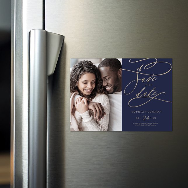 Convite Caligrafia romântica de Marinho Foto para salvar a (Criador carregado)