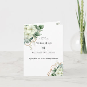 Convite Caligrafia Simples Verde Russo Casamento Floral