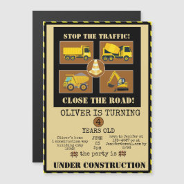 Convite Caminhões De Construção | Meninos com Festa de ani