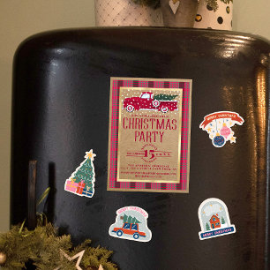 Convite Camisa de Flanela de Caminhão Vermelho Rústico de 