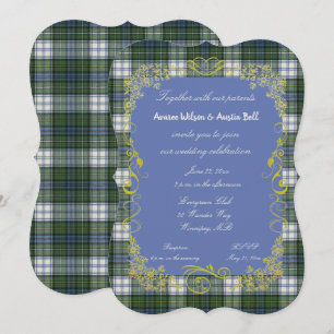 Convite Campbell Tartan c/ Moldura Dourada