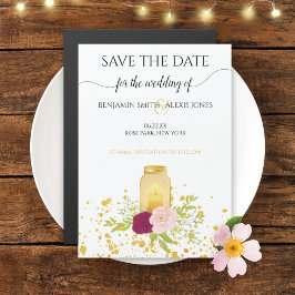 Convite Candle Mason Jar Dourado Sparkle Salve a Data