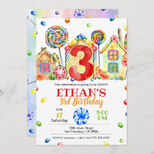 Convite Candyland Candy para o Tema Candy - 3º