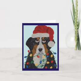 Convite Cão de Montanha Bernês Enroscado em Luzes de Natal