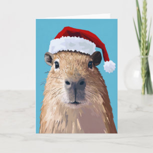 Convite Capivara Festiva com Chapéu de Papai Noel