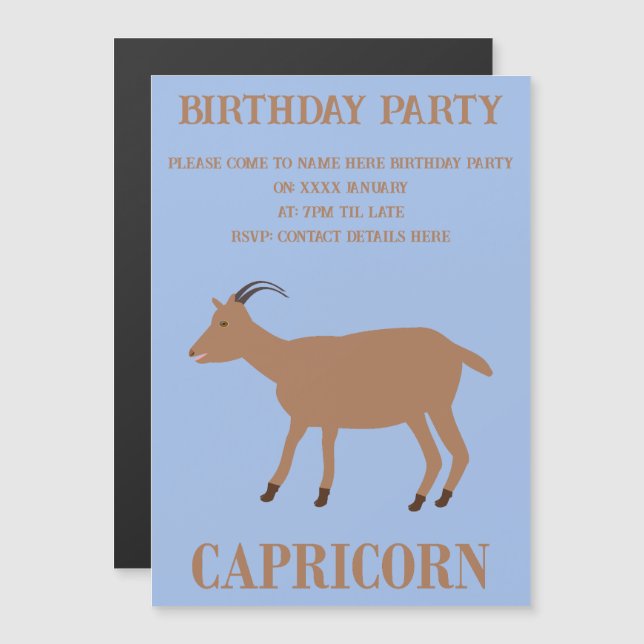 Convite Capricorn - Sinal de Estrela - Festa de aniversári (Frente/Verso)