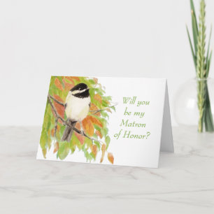 Convite Carbono de Água Outono Chickadee Dama de Honra