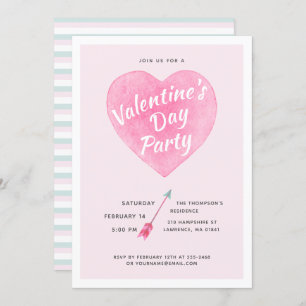 Convite Cardíaco Pastel Watercolor do dia de os na