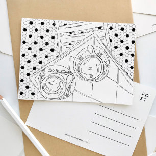 Convite Cartão postal Bistro de Paris Preto e Branco