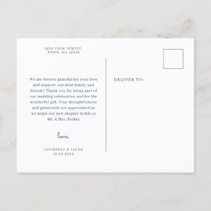 Convite Cartão postal com obrigado de Aquarela Azul e Rosa