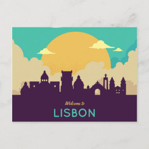 Convite Cartão postal com viagem do horizonte de Lisboa Po