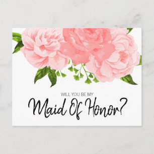 Convite Cartão Postal Coral Aquarela Floral Minha Dama de 