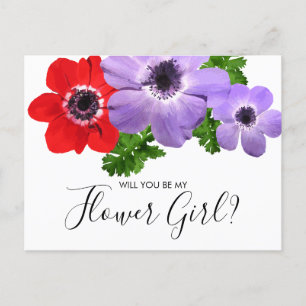 Convite Cartão Postal Damas de Honra Be My Flower Girl