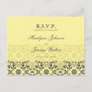 Convite Cartão postal de casamento RSVP de Manteiga de ren