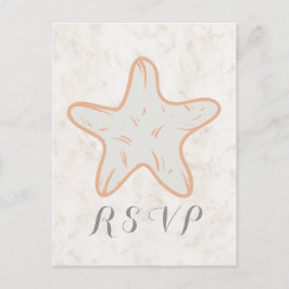 Convite Cartão postal de casamento RSVP de Starfish Rustic