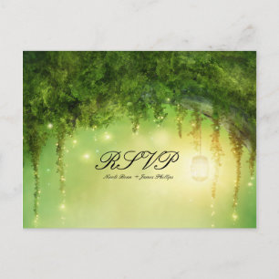 Convite Cartão Postal de Casamento RSVP Floresta Encantada