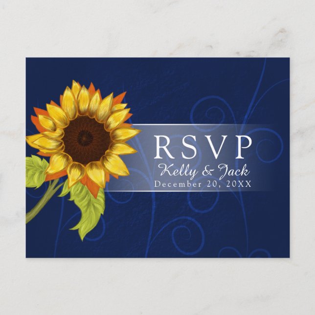 Convite Cartão postal de casamento Sunflower/RSVP (Frente)