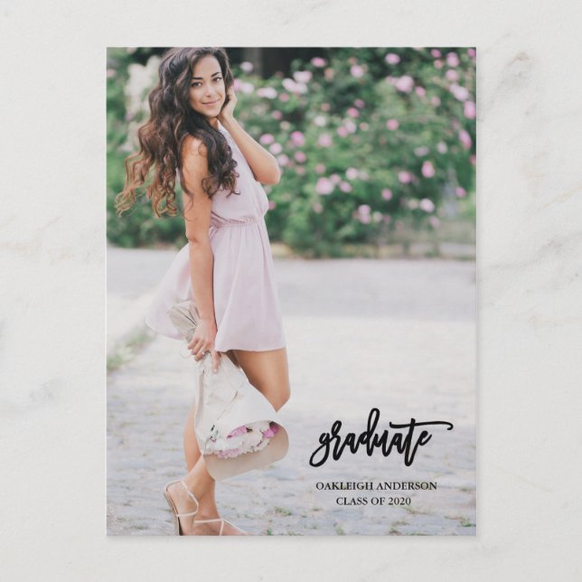 Convite Cartão postal de Fotografia do Formando de Script  (Frente)