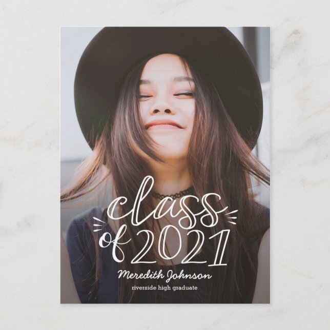 Convite Cartão postal de Graduação de Script Divertido (Frente)