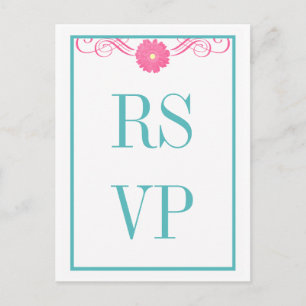 Convite Cartão postal de resposta a Gerbera Daisy Swirls