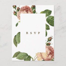 Convite cartão postal de resposta de casamento com rosas b