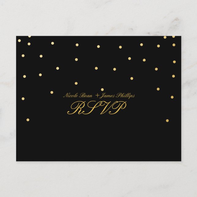 Convite Cartão postal de RSVP de casamento com confete pre (Frente)