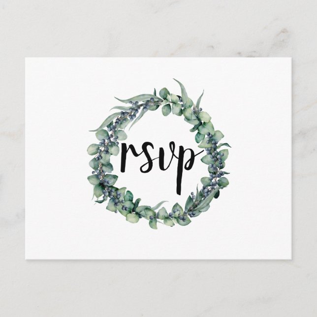Convite Cartão postal de RSVP de Casamento de Eucalyptus B (Frente)