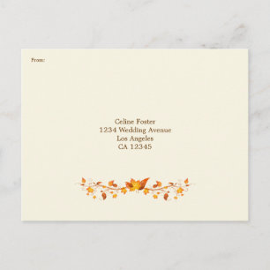 Convite Cartão postal de RSVP de Casamento de Folhagem de 