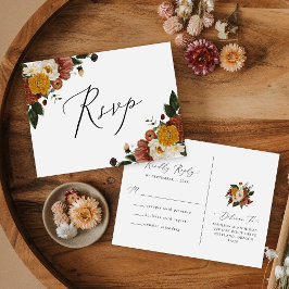 Convite Cartão postal de RSVP Floral de Boho Autumn