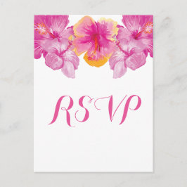 Convite Cartão postal de RSVP Floral de Hibiscus Brugado