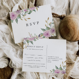 Convite Cartão postal de RSVP Violet & Sage com opção de r