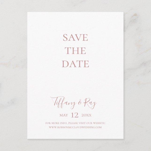 Convite Cartão Postal de Save The Date de Rosa Dourada Sim (Frente)