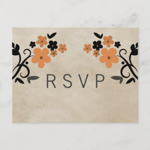Convite Cartão postal Floral RSVP de Varinha Laranja